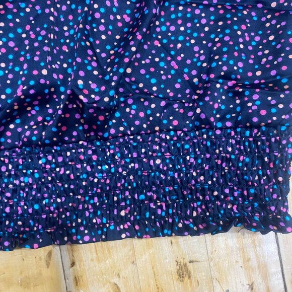 Lane Bryant Sleeveless Top Womens 26/28 Black Polka Dot Ruffle Smoked Hem Summer - Picture 8 of 12